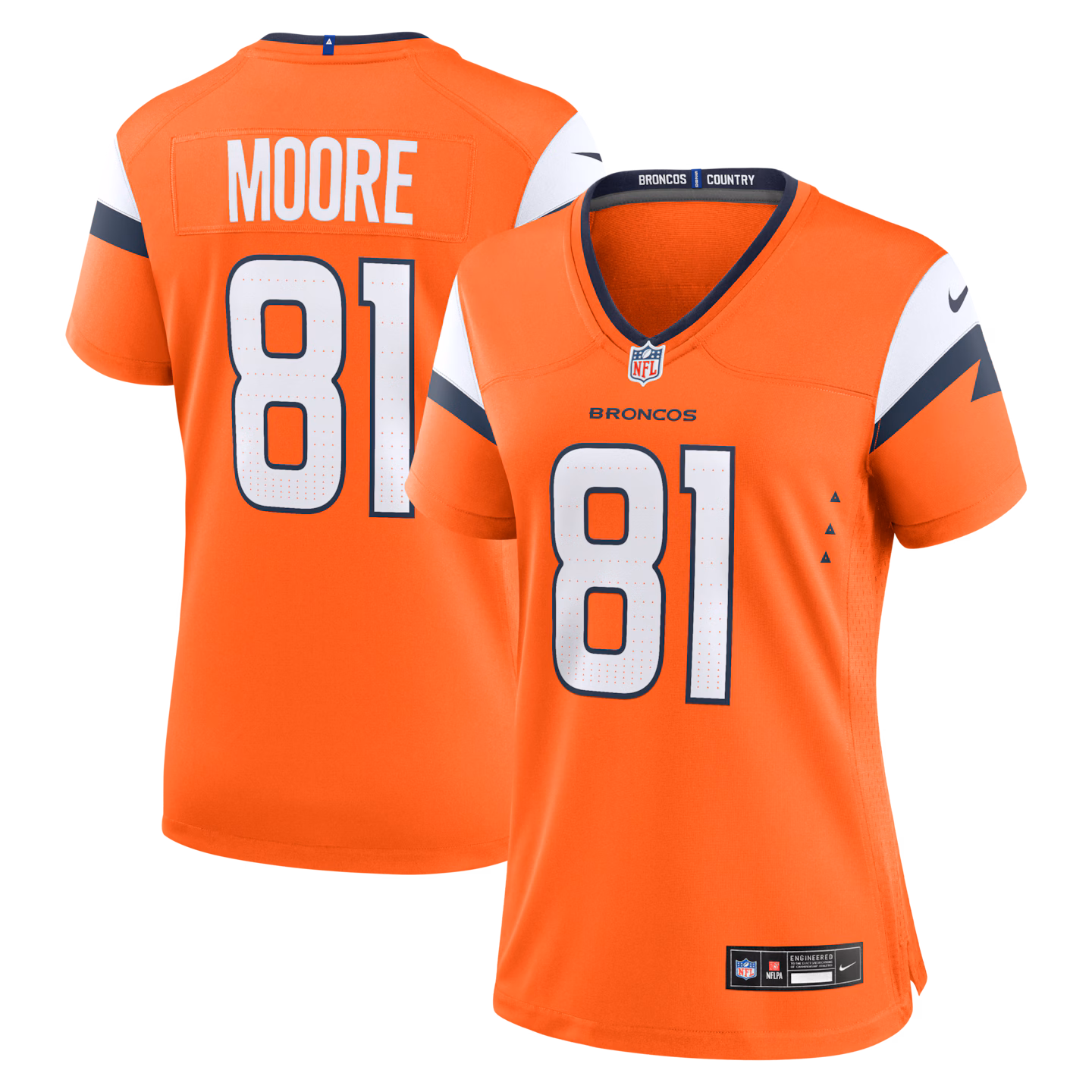 Women's Denver Broncos Elijah Moore Nike Orange Team Game Jersey