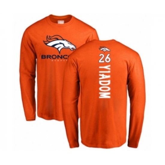 Football Denver Broncos #26 Isaac Yiadom Orange Backer Long Sleeve T-Shirt
