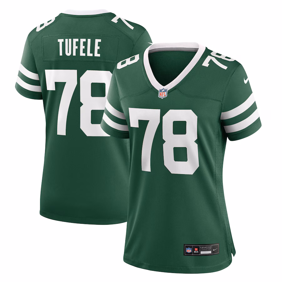Women's New York Jets Jay Tufele Nike Legacy Green Team Game Jersey