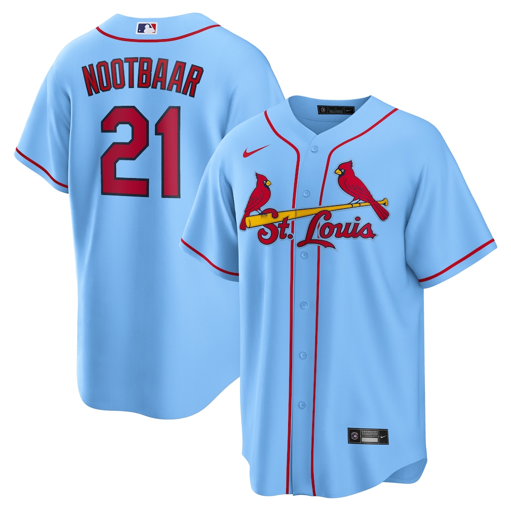 Men's St. Louis Cardinals Lars Nootbaar Nike Light Blue Alternate Replica Jersey