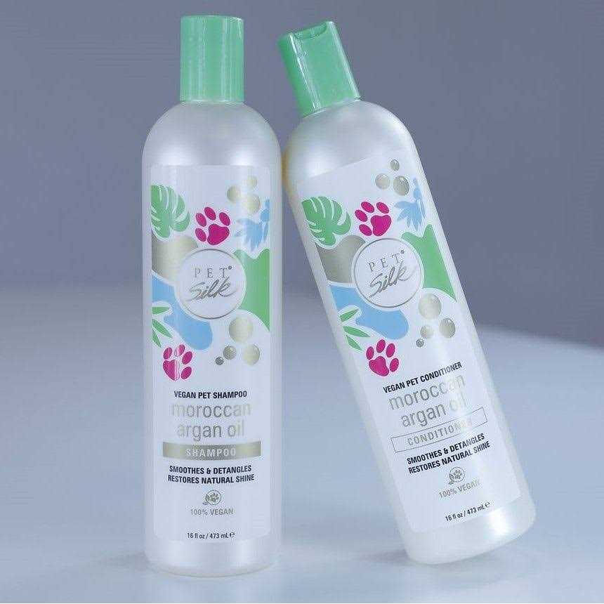 Pet Silk Vegan Moroccan Argan Oil Dog & Cat Shampoo & Conditioner Kit