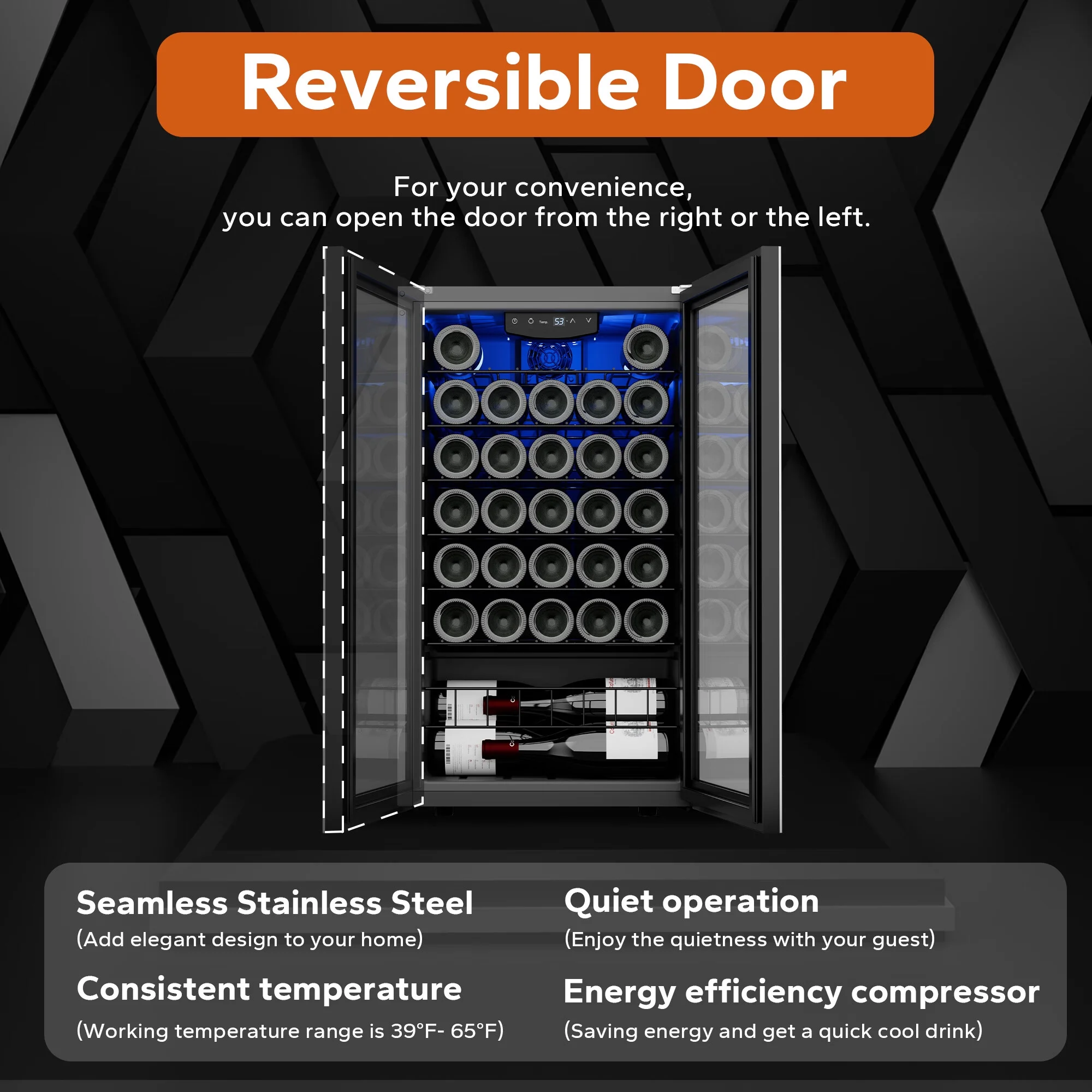 Ca'Lefort Wine Refrigerator Cooler .27 Bottle Mini Wine Fridge Freestanding Wine Cellar with Glass Door