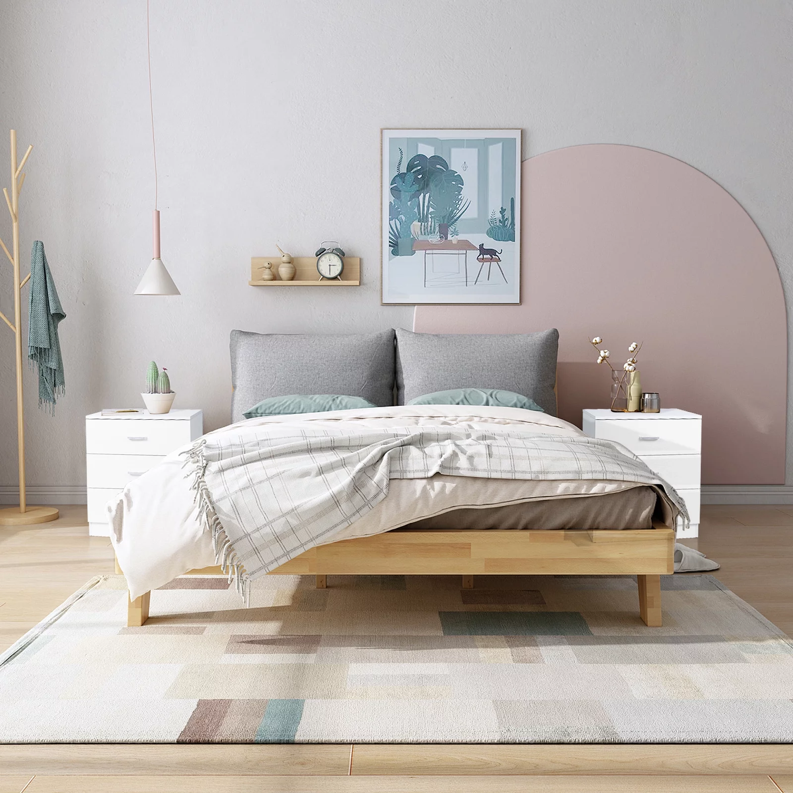 Modern 3 Drawer Dresser Chest of Drawers with Storage Tall Nightstand with Handles Side End Table Accent Storage Cabinet for Living Room Bedroom. White