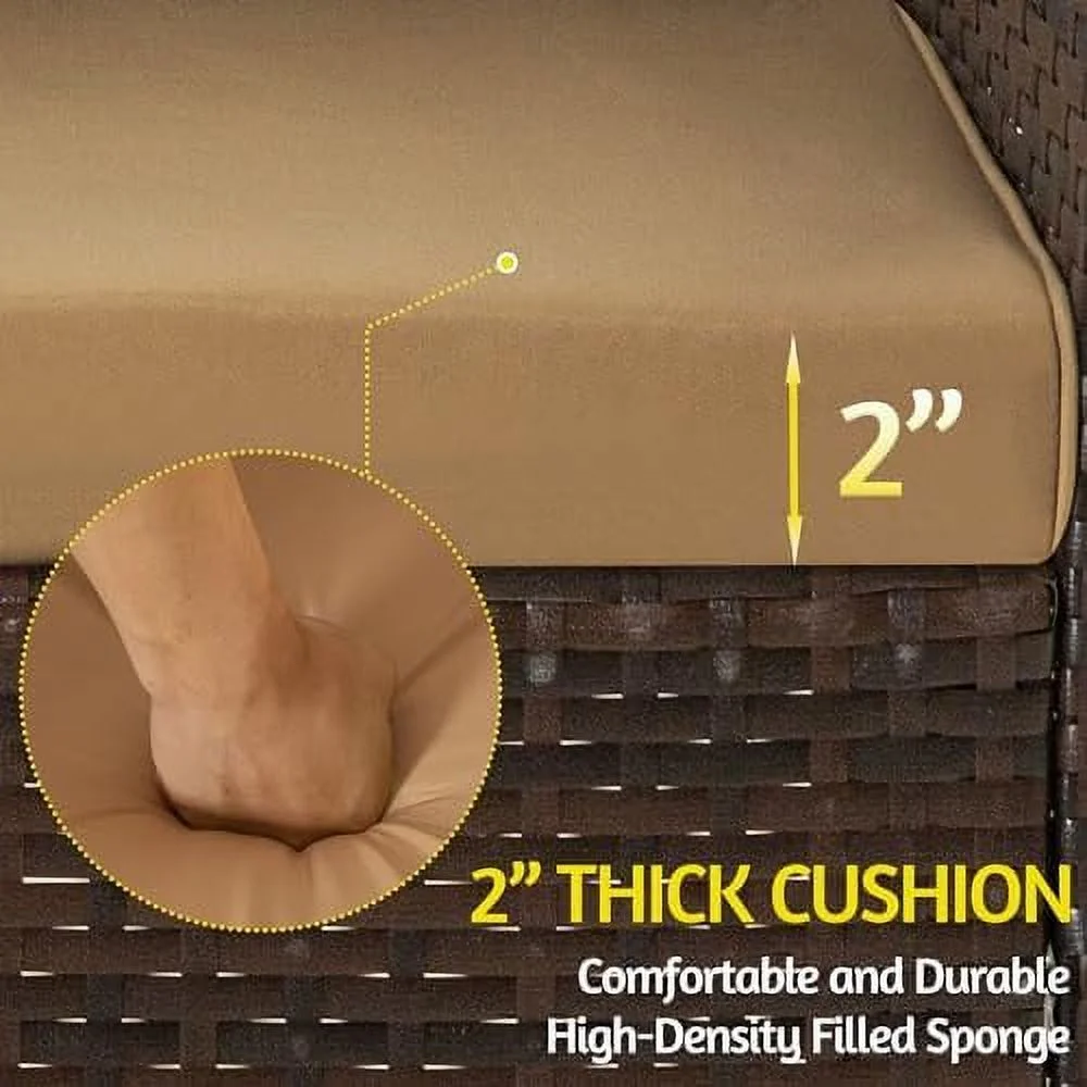 xrboomlife 4 Piece Outdoor  Set  Patio Wicker Sectional Sofa with Tempered Glass Coffee Table and Cushions  Rattan Conversation Set for Garden Backyard Balcony (Gray Wicker/Beige Cushion) - Curated Treasures Market