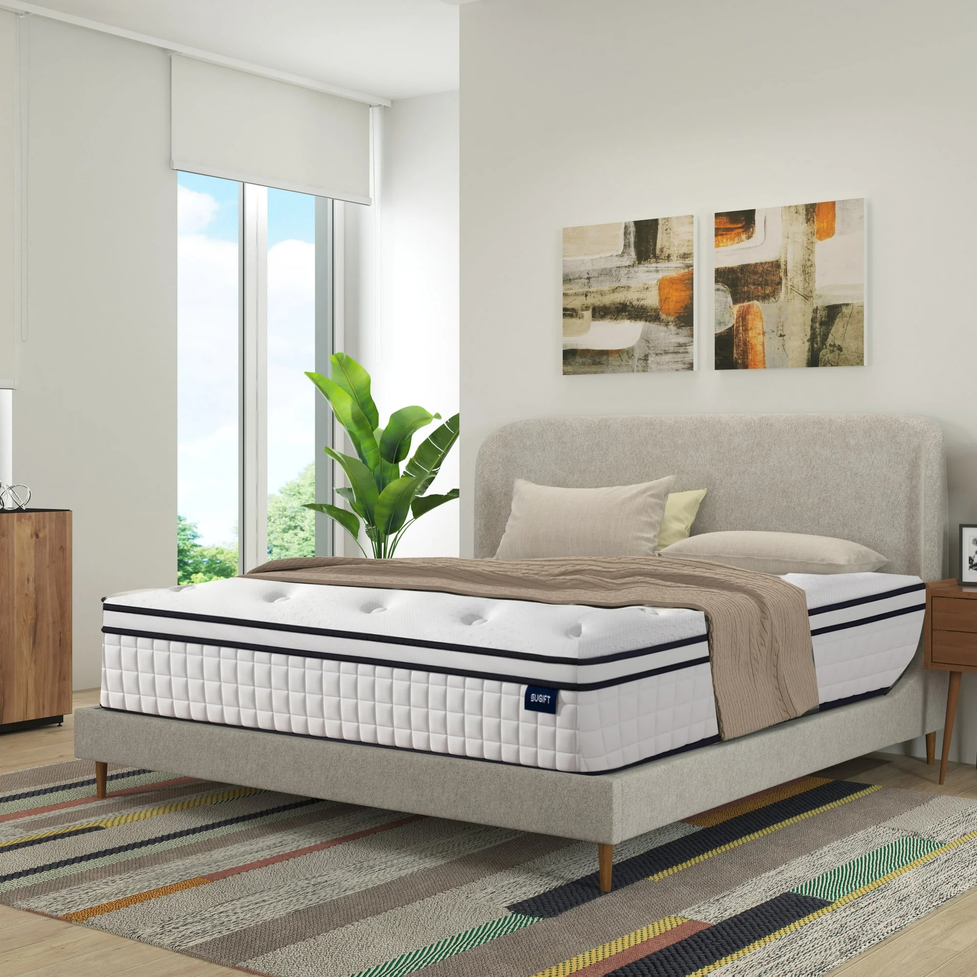 HONGGE 12 Medium Plush Hybrid of Gel Memory Foam and Spring Mattress, Queen