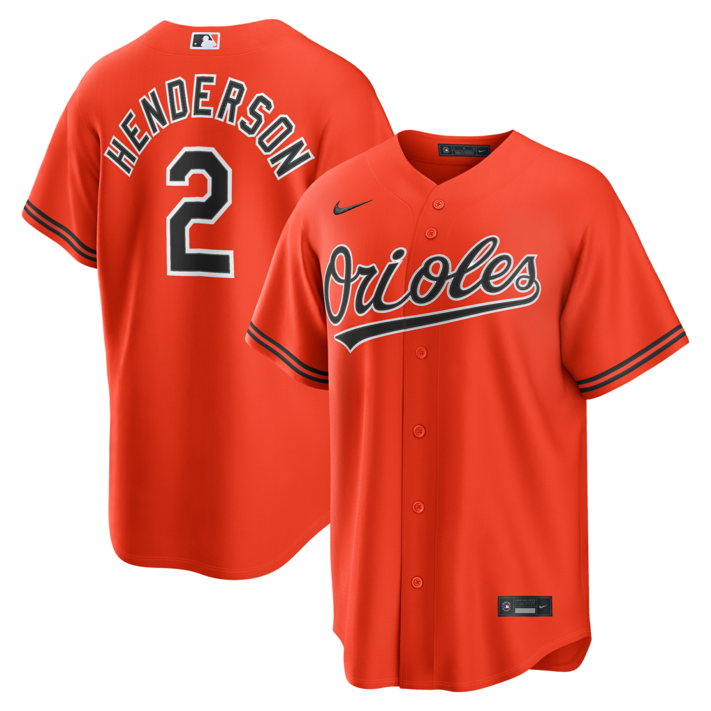 Men's Baltimore Orioles Gunnar Henderson Nike Orange Alternate 2 Replica Jersey