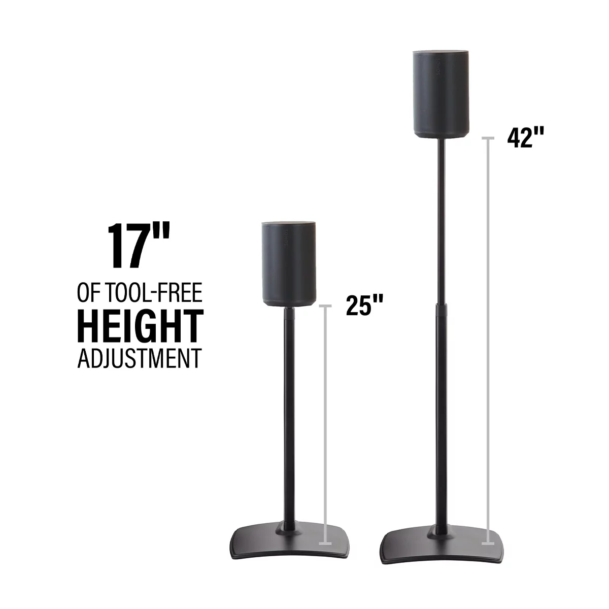 Sanus Height-Adjustable Speaker Stands for Sonos Era 100 - Pair (Black) - Curated Treasures Market