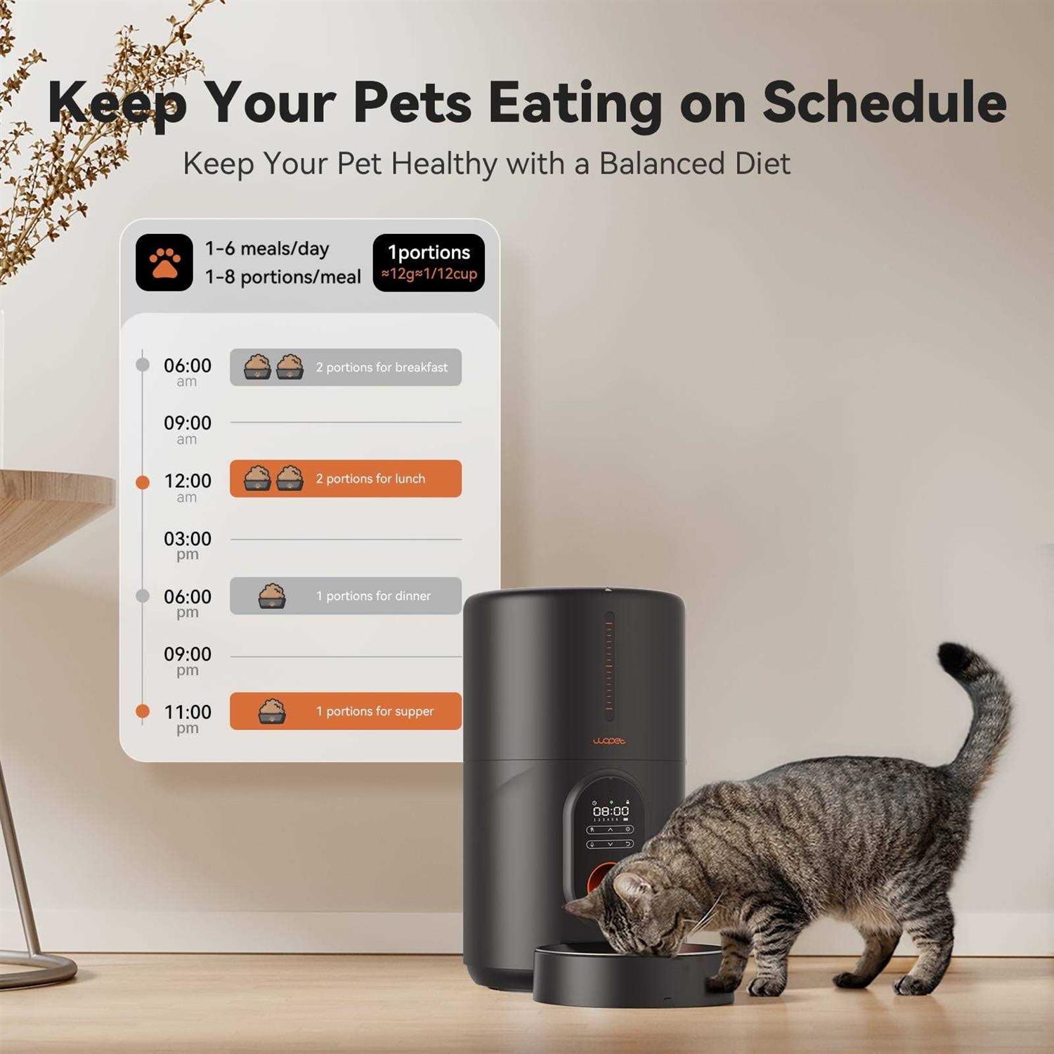 Wopet Automatic Dog Feeders Pet Feeder Cat Food dispenser With Stainless Steel Bowl