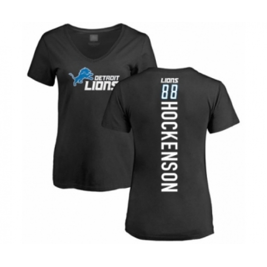 Football Women's Detroit Lions #88 T.J. Hockenson Black Backer T-Shirt