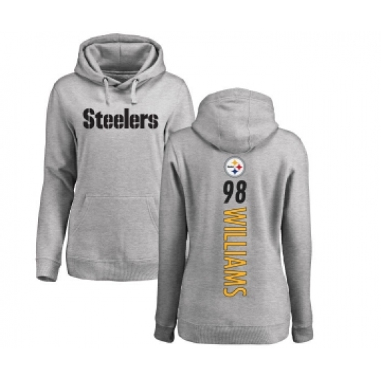 Football Women's Pittsburgh Steelers #98 Vince Williams Ash Backer Pullover Hoodie