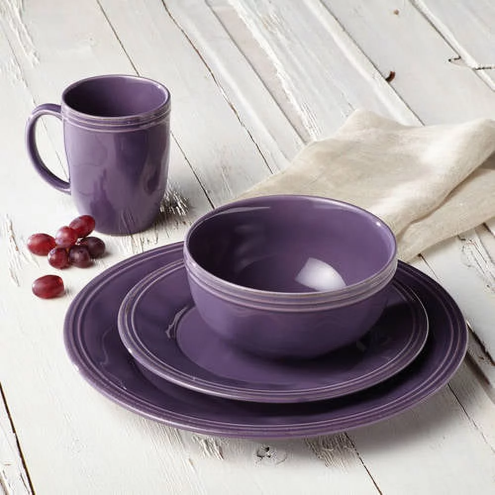 Rachael Ray 16-Piece Dinnerware Stoneware Set. Lavender Purple
