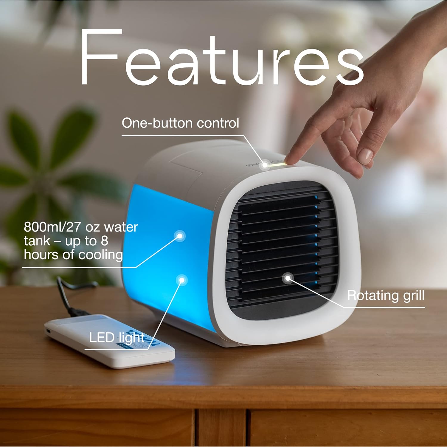 Bundle - 2 items: Evapolar evaCHILL Personal Evaporative Air Cooler (Blue) and Free Leak Proof Water evaBottle