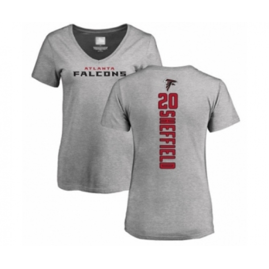 Football Women's Atlanta Falcons #20 Kendall Sheffield Ash Backer T-Shirt