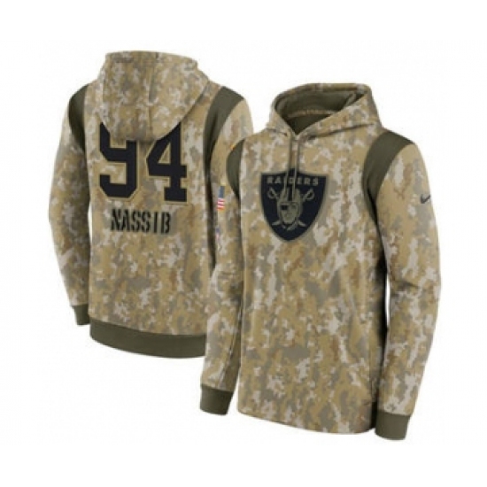 Men's Las Vegas Raiders #94 Carl Nassib Camo 2021 Salute To Service Therma Performance Pullover Football Hoodie