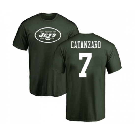 Football New York Jets #7 Chandler Catanzaro Green Name & Number Logo T-Shirt