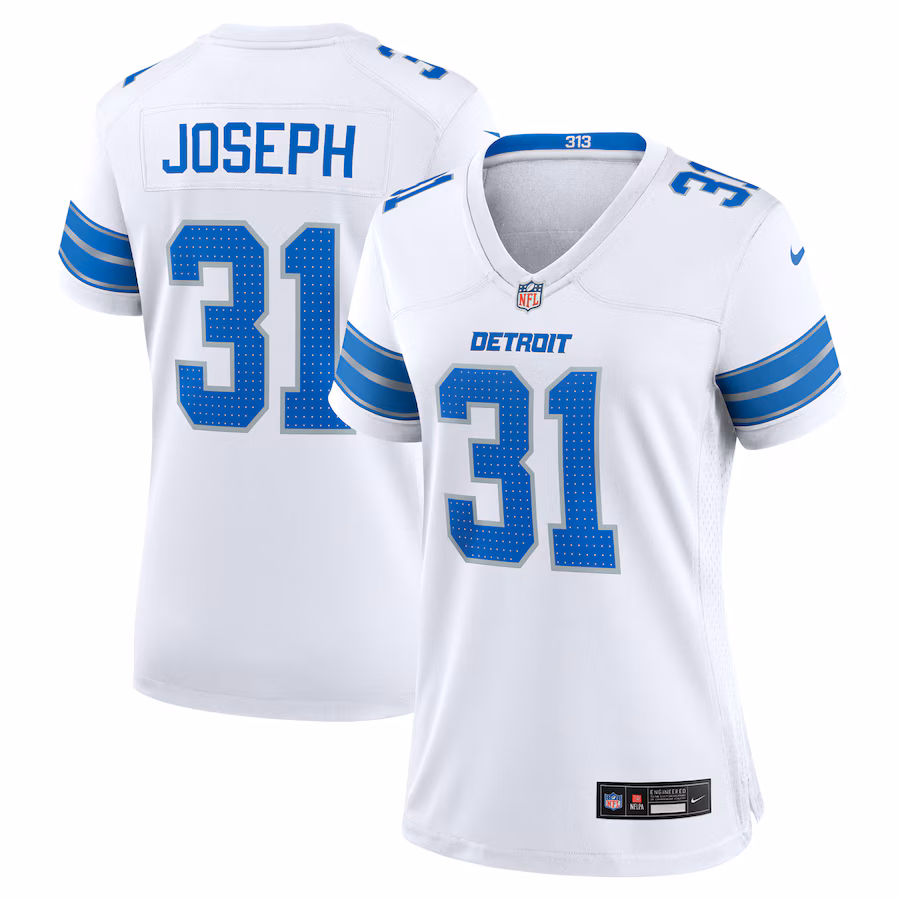 Women's Detroit Lions Kerby Joseph Nike White Game Jersey