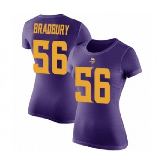 Football Women's Minnesota Vikings #56 Garrett Bradbury Purple Rush Pride Name & Number T-Shirt