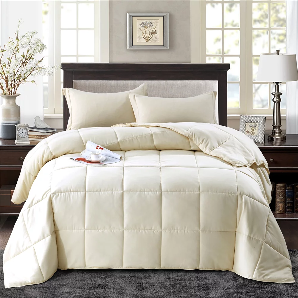 Unique Home Alternative 2pc Goose Down Clearance Comforter Soft Premium Color Duvet Covers Comforter Set (Twin, Ivory) - Curated Treasures Market