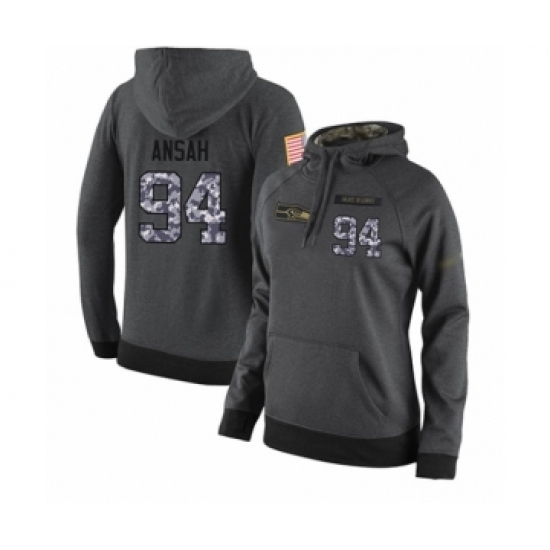 Football Women's Seattle Seahawks #94 Ezekiel Ansah Stitched Black Anthracite Salute to Service Player Performance Hoodie