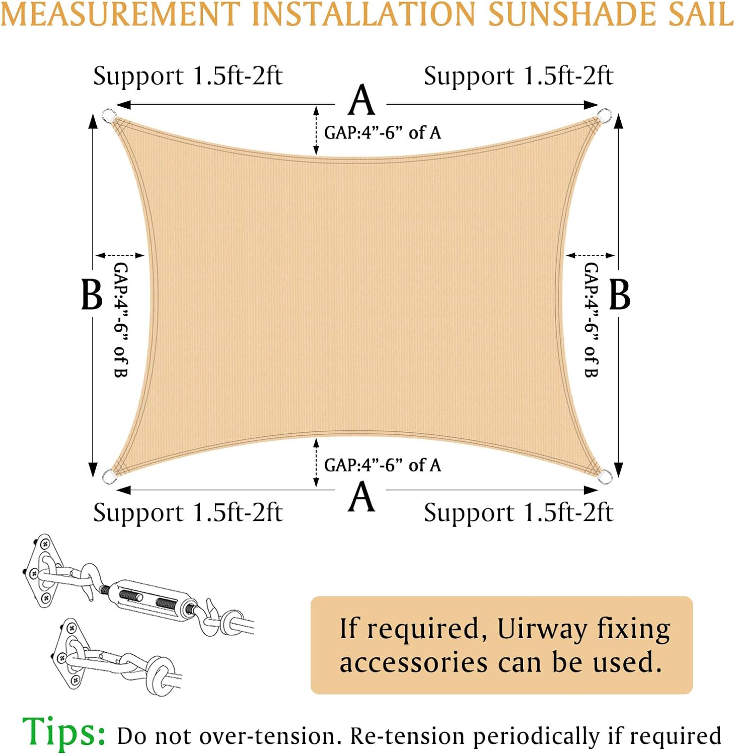 TLKJ Sun Shade Sails Canopy 16'x12' Rectangle  95% UV Block  185GSM Heavy Duty Permeable Sun Shade Sail for Patio  Garden  Pergola  Backyard  Outdoor Pools  Carport - Brown - Curated Treasures Market