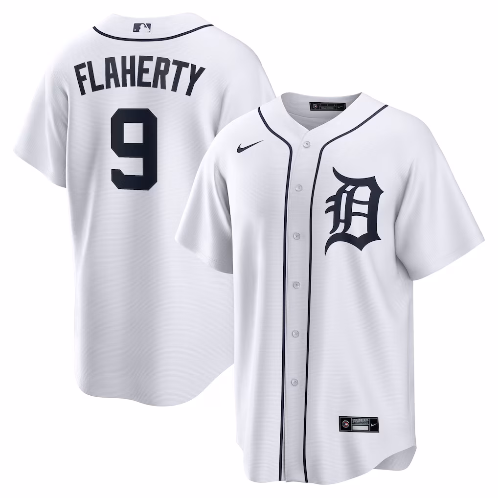 Men's Detroit Tigers Jack Flaherty Nike White Home Replica Jersey