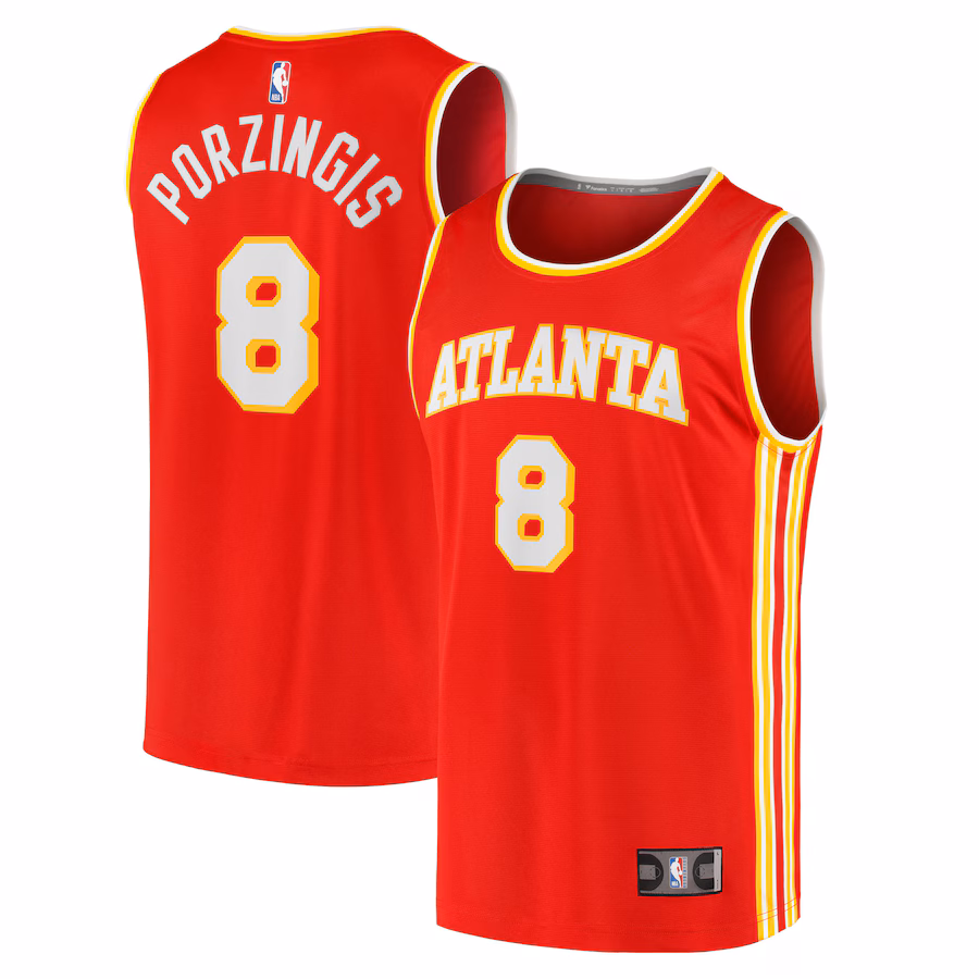 Youth Atlanta Hawks Kristaps Porziņģis Fanatics Red Fast Break Replica Jersey - Icon Edition