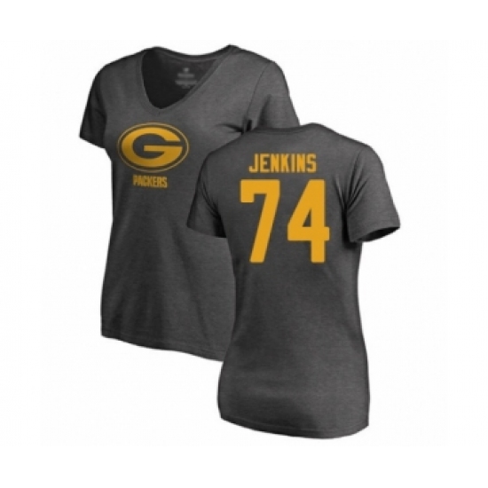 Football Women's Green Bay Packers #74 Elgton Jenkins Ash One Color T-Shirt