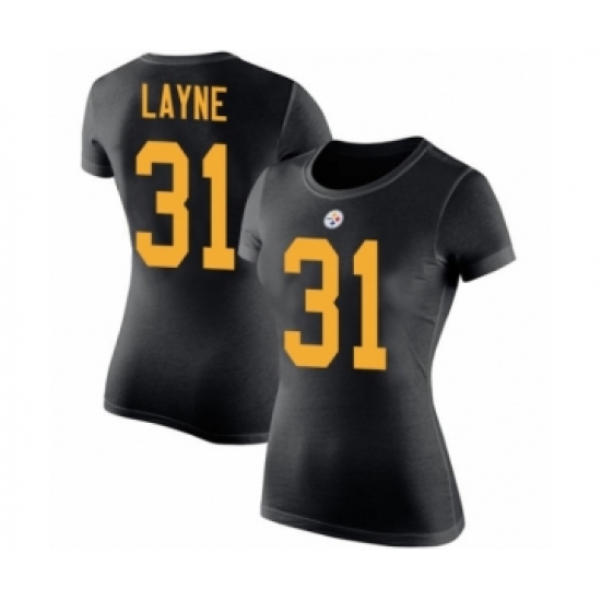 Women's Pittsburgh Steelers #31 Justin Layne Black Rush Pride Name & Number T-Shirt