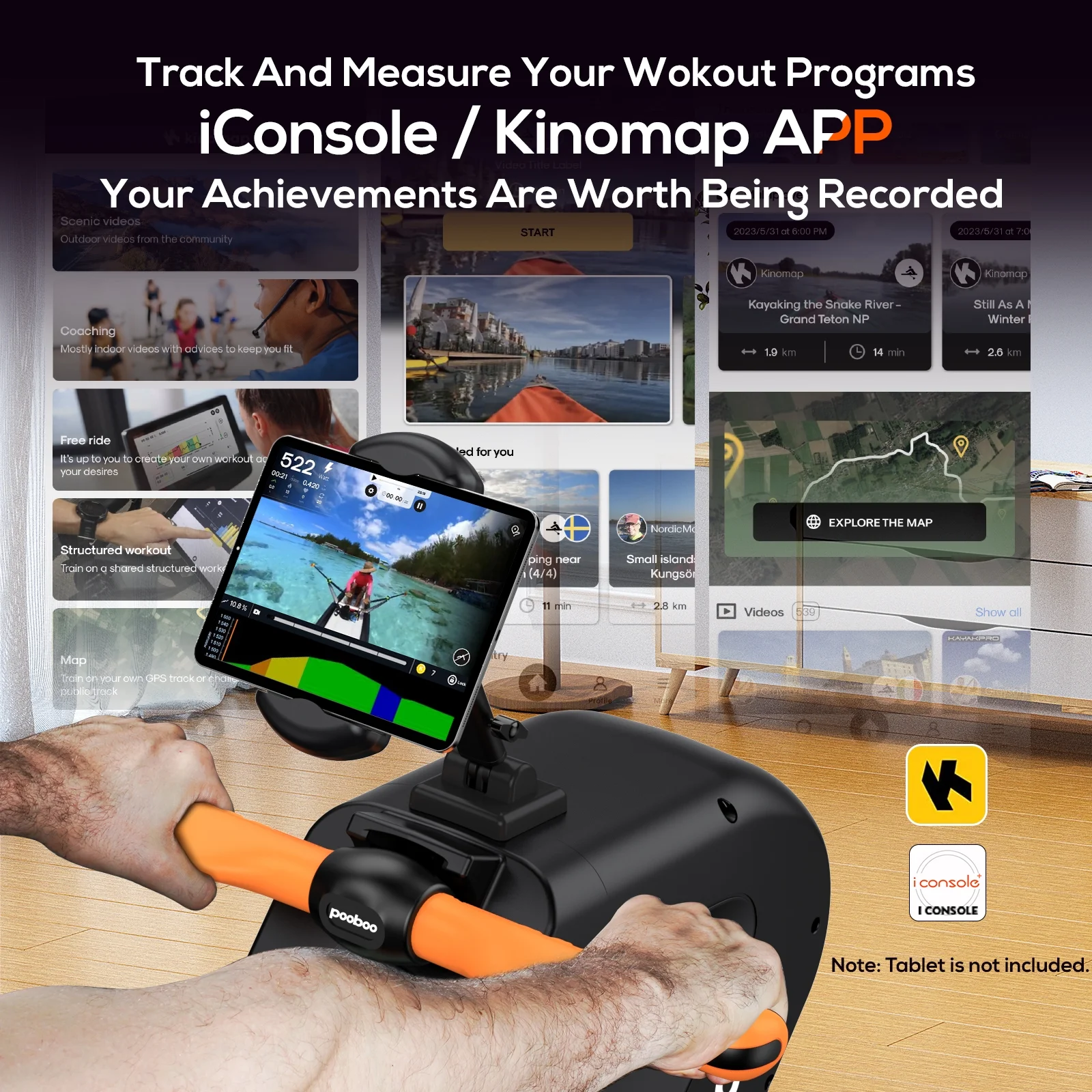 Pooboo 85% Pre-assembled Magnetic Rowing Machines Rower Foldable Build-in Bluetooth 8 Level Resistance Indoor Rower Machines Home Exercise 350lb