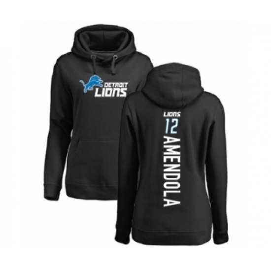 Football Women's Detroit Lions #12 Danny Amendola Black Backer Pullover Hoodie