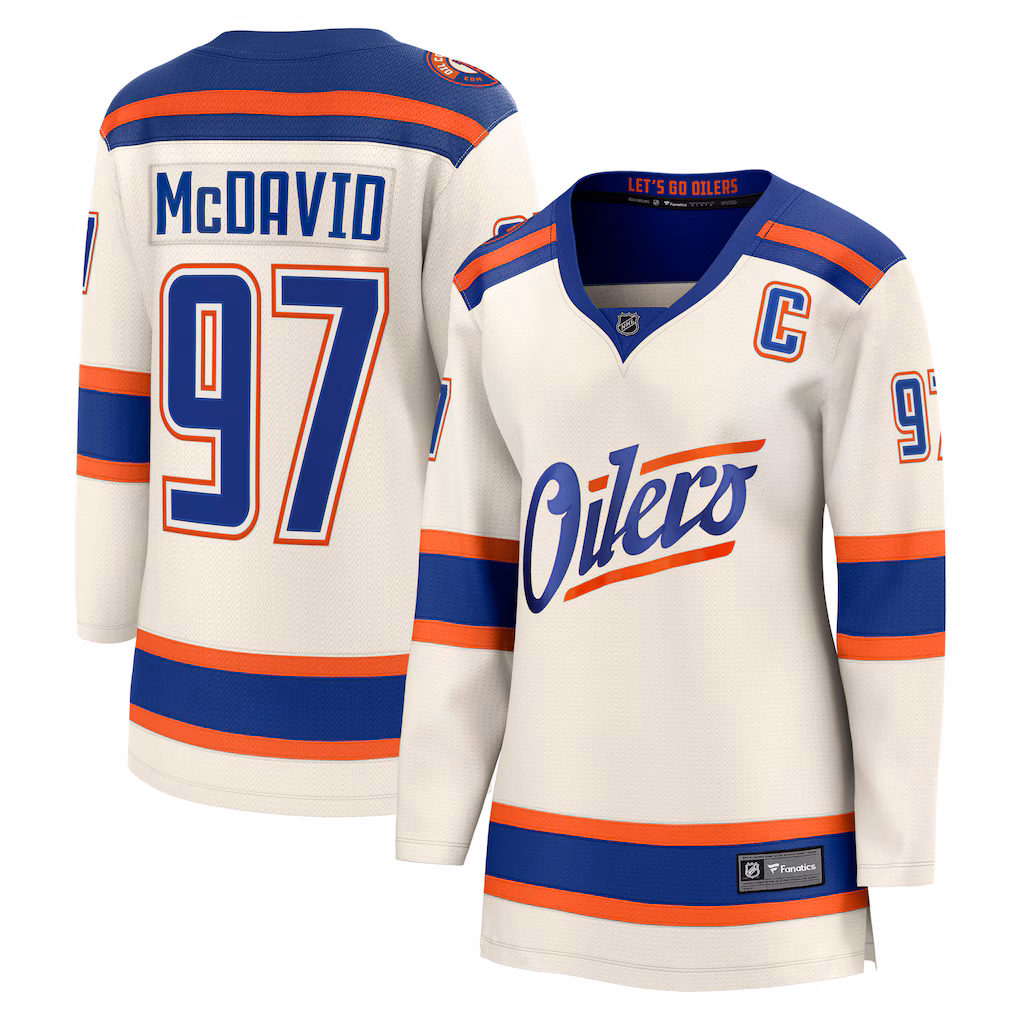 Women's Edmonton Oilers Connor McDavid Fanatics Light Beige Alternate Breakaway Jersey
