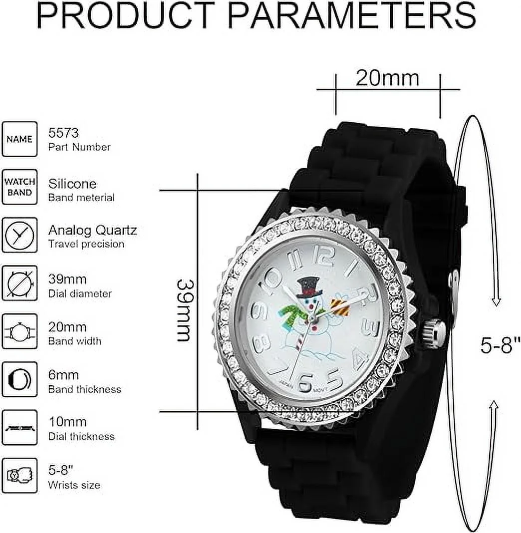 Blekon Christmas Tree Women Watch Crystals Studded Alloy Case Silicone Strap White Dial Santa Claus Analog Watches - Curated Treasures Market