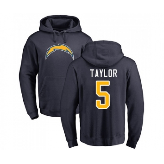 Football Los Angeles Chargers #5 Tyrod Taylor Navy Blue Name & Number Logo Pullover Hoodie
