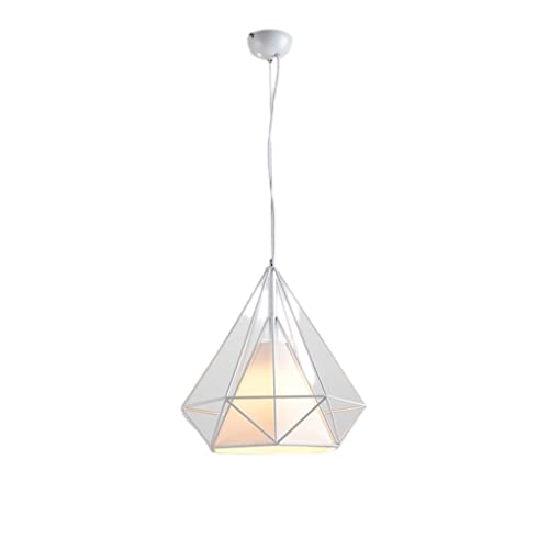 White Loft Industrial American Single Head Bar Geometric Restaurant Nordic Retro Bird Cage Small Chandelier Three Cafe (Size : 1)