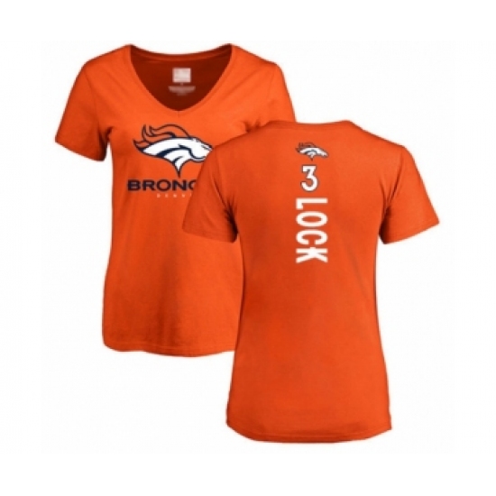 Football Women's Denver Broncos #3 Drew Lock Orange Backer T-Shirt