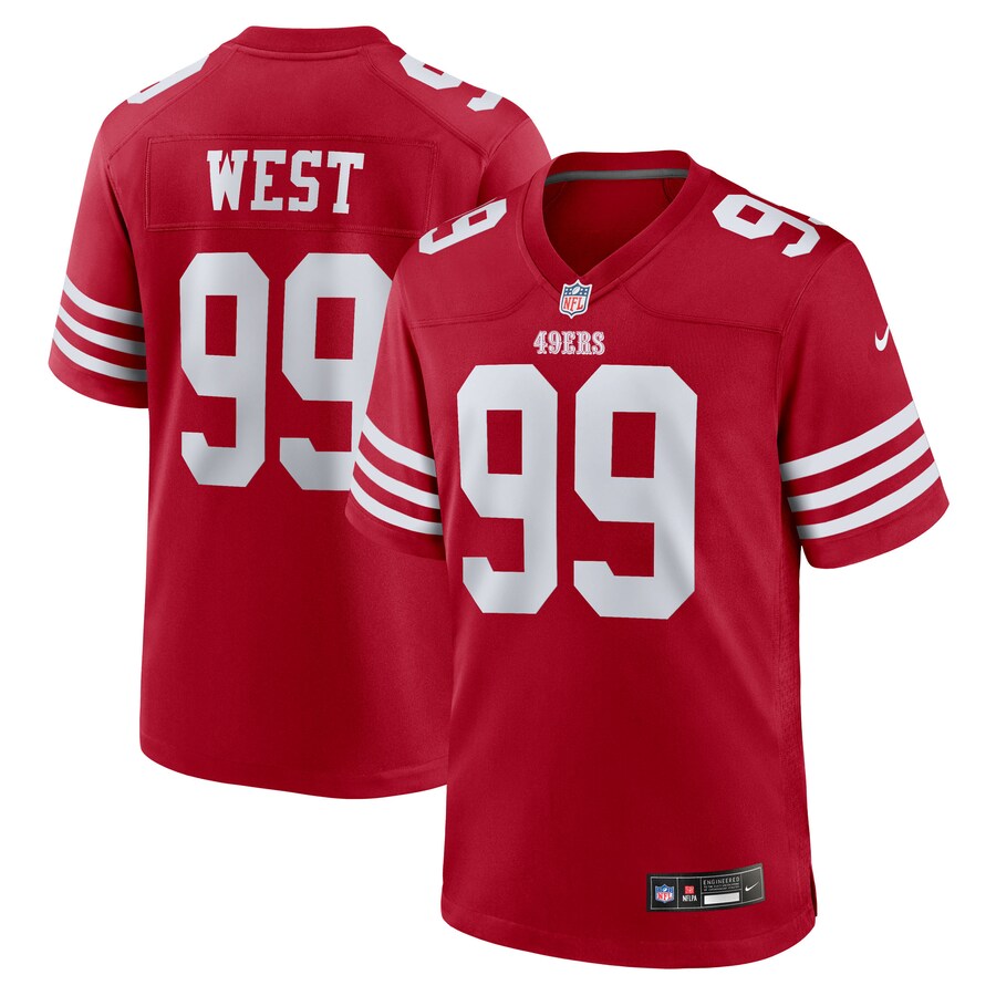 Men's San Francisco 49ers CJ West Nike Scarlet Team Game Jersey