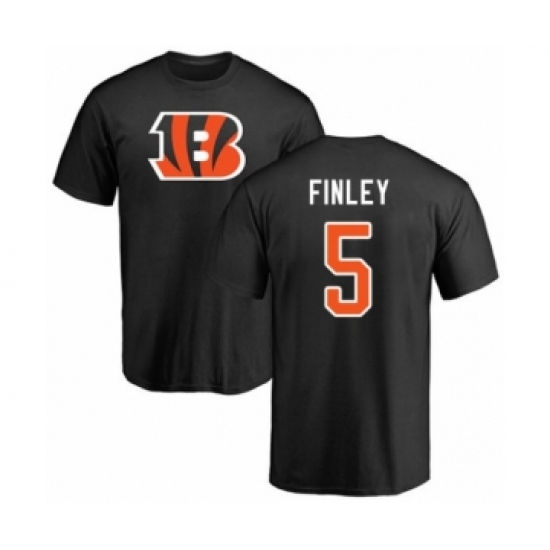 Football Cincinnati Bengals #5 Ryan Finley Black Name & Number Logo T-Shirt