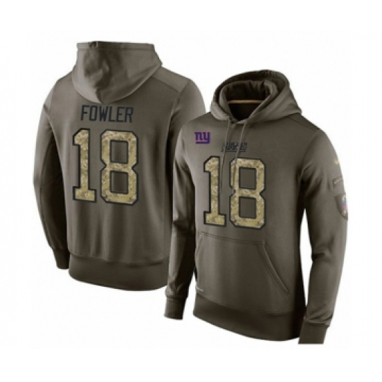 Football Men's New York Giants #18 Bennie Fowler Green Salute To Service Pullover Hoodie