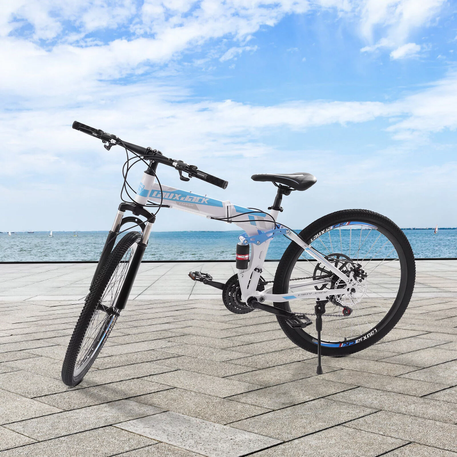 Miumaeov 26 Folding Mountain Bike 21 Speed Disc Brake Adjustable Foldable MTB Bicycle