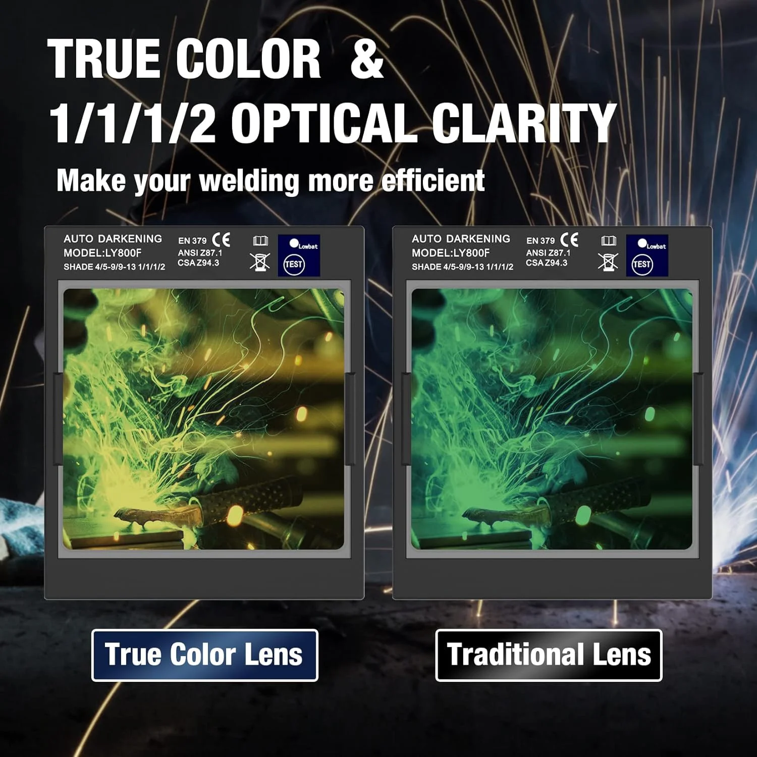 DURATECH Welding Helmet Auto Darkening with Replacement Lenses, Large View True Color Welding Helmet With Solar Powered 4 Arc Sensors, Welding Hood with Wide Adjustable Shade Mask Shield for Welder - Curated Treasures Market