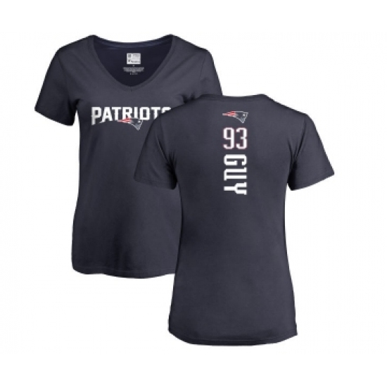 Football Women's New England Patriots #93 Lawrence Guy Navy Blue Backer T-Shirt