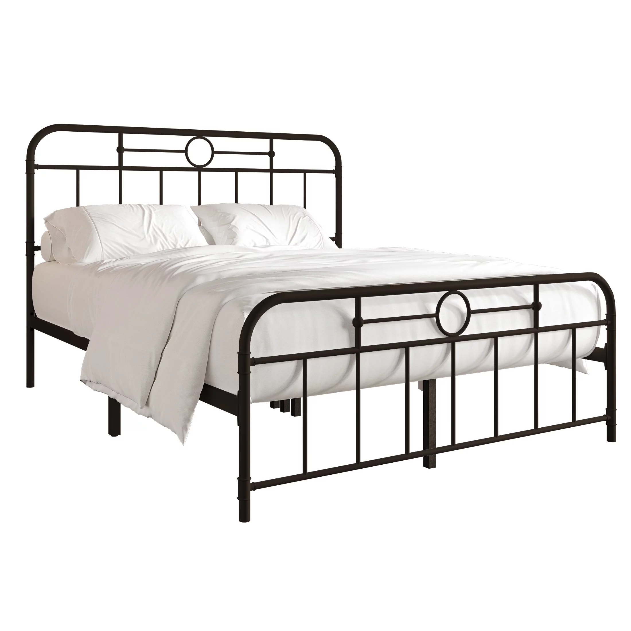 Castle Place Vintage Full Size Metal Platform Bed, Black