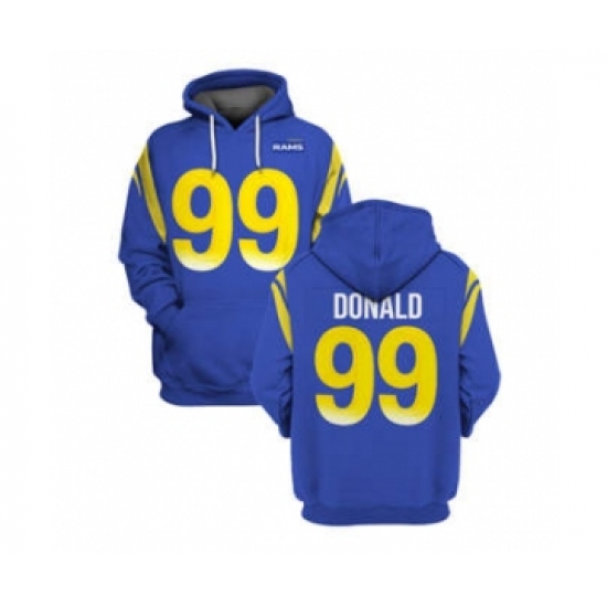 Men's Los Angeles Rams #99 Aaron Donald 2021 Royal Pullover Football Hoodie