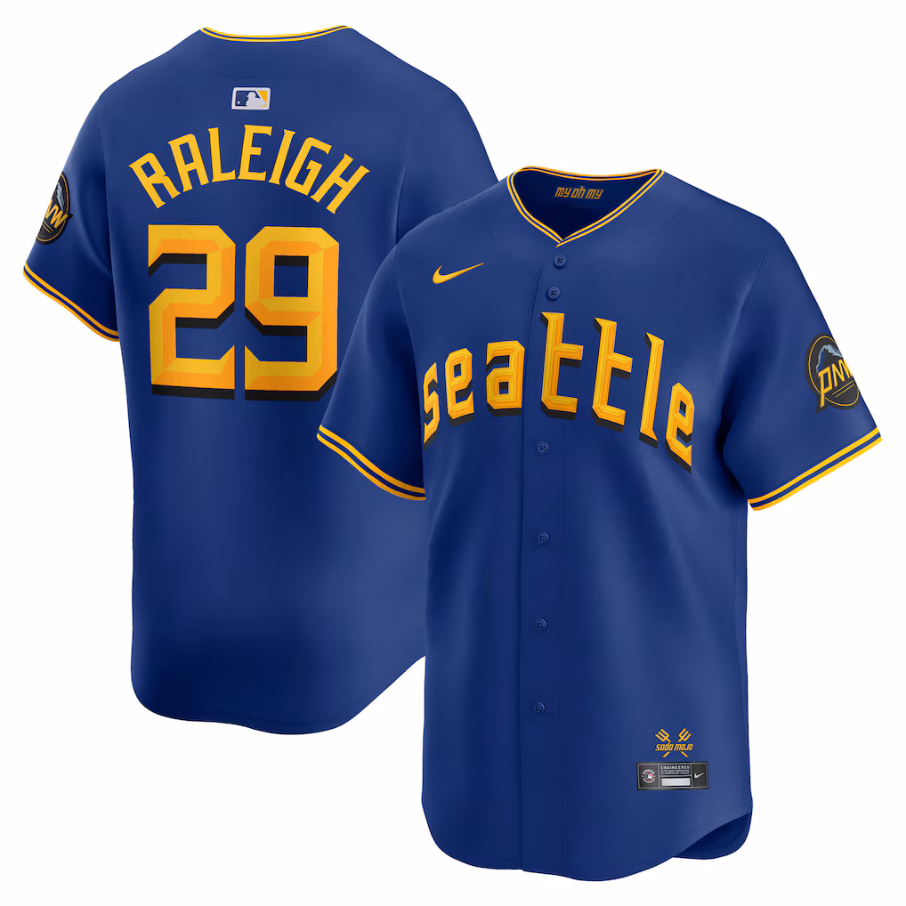 Men's Seattle Mariners Cal Raleigh Nike Blue City Connect Limited Jersey