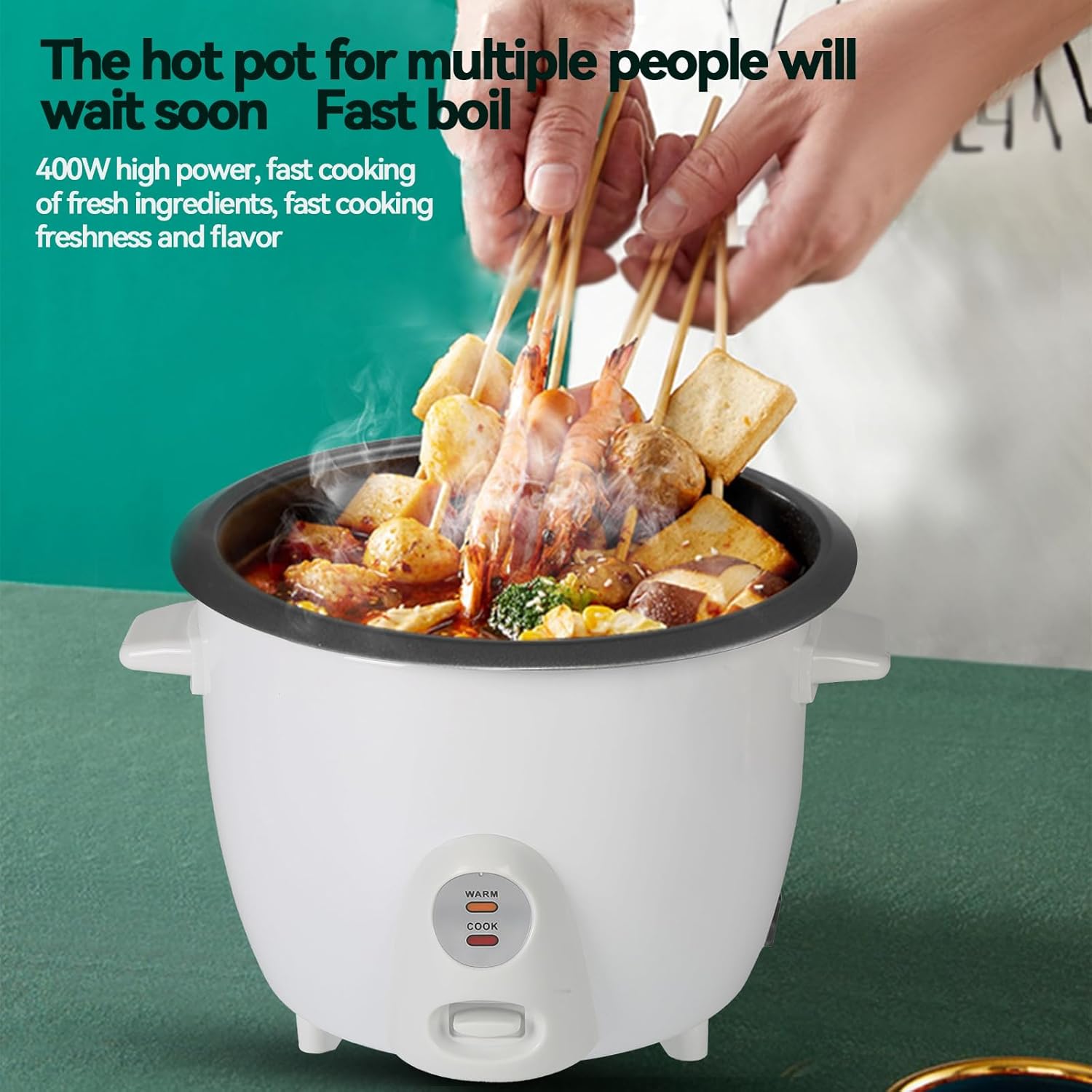 Mini Rice Cooker, Rice Cooker 2L, Small Removable Electric Rice Cooker for 3-4 people, Rice Cooker for White Rice, Brown Rice, Stew, Ramen, Porridge, Hot Pot, White