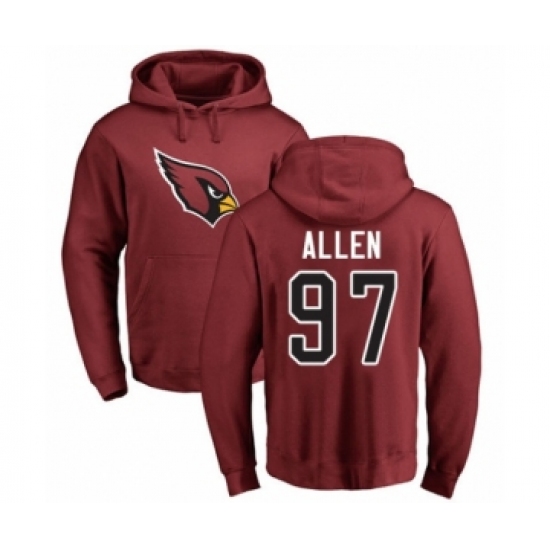 Football Arizona Cardinals #97 Zach Allen Maroon Name & Number Logo Pullover Hoodie