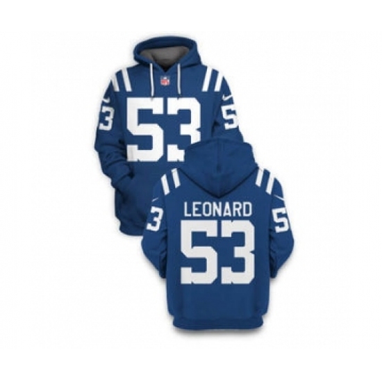 Men's Indianapolis Colts #53 Darius Leonard 2021 Blue Pullover Football Hoodie