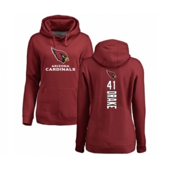 Football Women's Arizona Cardinals #41 Kenyan Drake Maroon Backer Pullover Hoodie