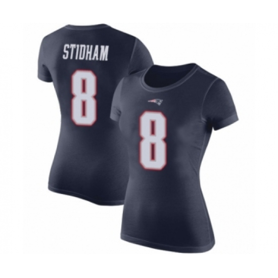 Football Women's New England Patriots #8 Jarrett Stidham Navy Blue Rush Pride Name & Number T-Shirt