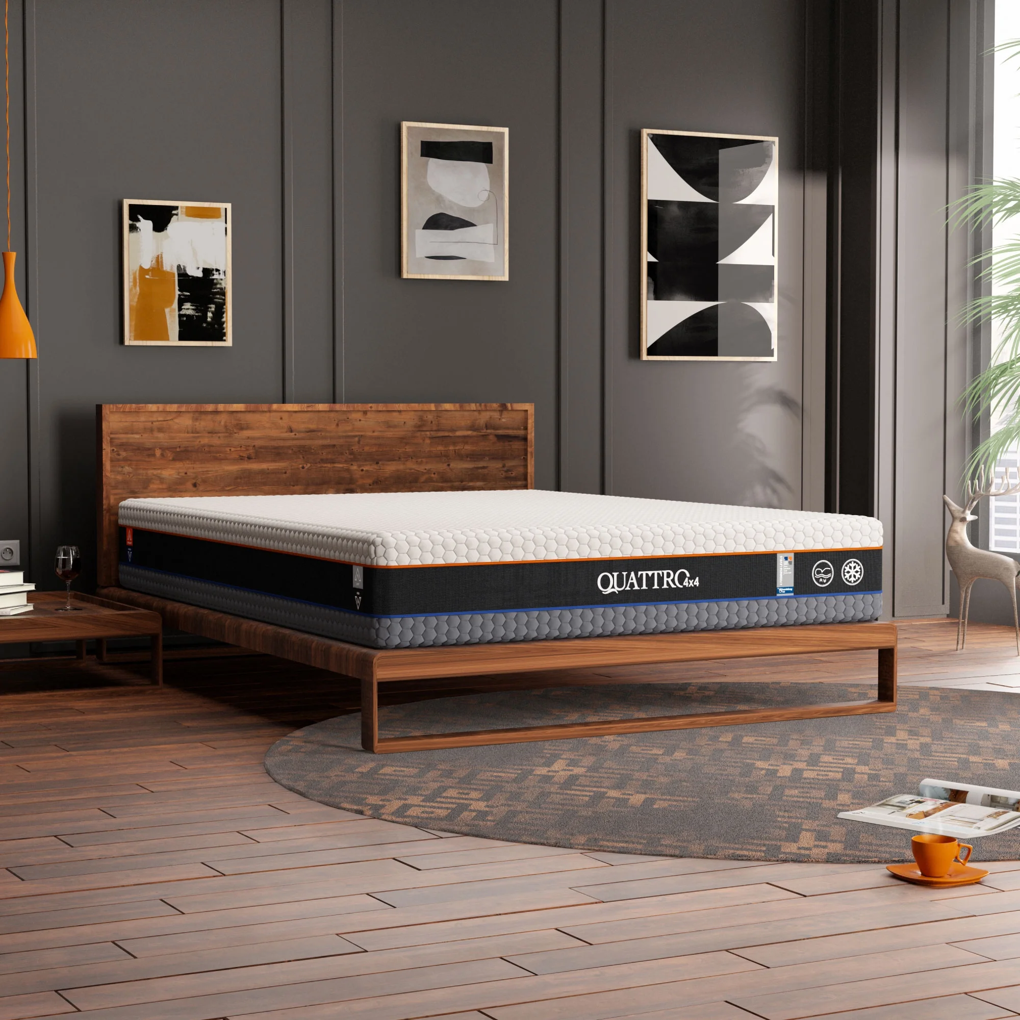 Quattro 4x4 Flippable Mattress 12 Inch|Adjustable Firmness |Cool Gel Memory Foam |Fits All Sleeper Types | Double-Sided | King - Curated Treasures Market